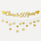 Elegant Gold "Cheers to 50 Years" Anniversary Banner Kit